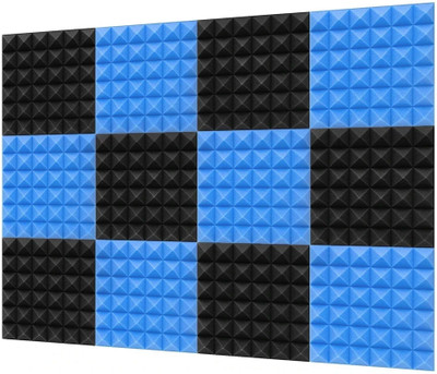 Mocking Bird Foam Pyramid Wall(12 Panels Black, Blue)