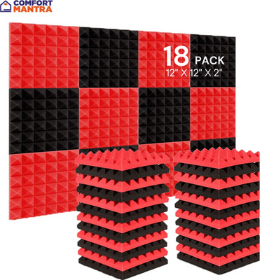 Comfort Mantra Foam Pyramid Wall(18 Panels Black, Red)