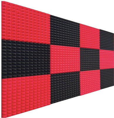 DawnRays Foam Pyramid Wall(12 Panels Black, Red)