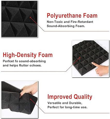 SPRINGPEACH Foam Pyramid Wall(27 Panels Black)