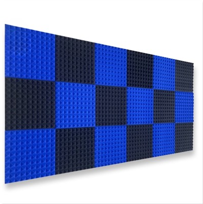 YGM Acoustic Foams Foam Pyramid Wall(18 Panels Blue, Black)