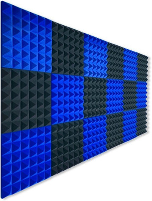 YGM Acoustic Foams Foam Pyramid Wall(18 Panels Blue, Black)
