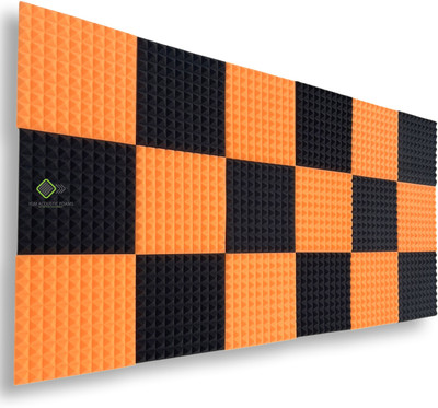 YGM Acoustic Foams Foam Pyramid Wall(18 Panels Orange, Black)