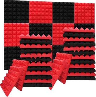 DawnRays Foam Pyramid Wall(36 Panels Black, Red)