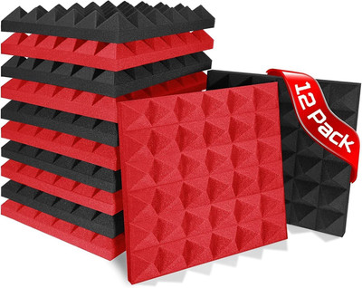TechBlaze Foam Pyramid Wall(12 Panels Black, Red)