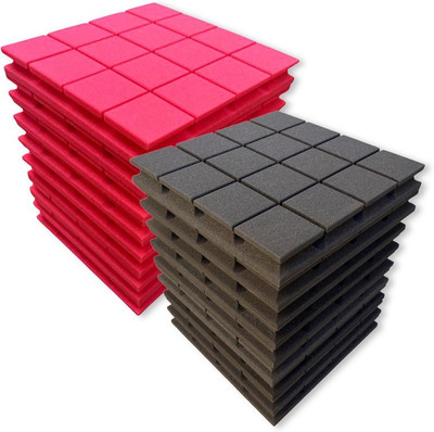 YGM Acoustic Foams Foam Pyramid Wall(18 Panels Red, Black)