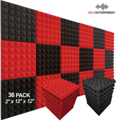Ara Enterprise Foam Pyramid Wall(36 Panels Black, Red)