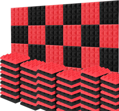 DawnRays Foam Pyramid Wall(96 Panels Red, Black)