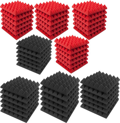 TechBlaze Foam Pyramid Wall(48 Panels Black, Red)