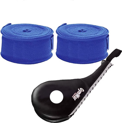 GymWar Combo of Double Face Kicking Pad and Boxing Hand Wrap Kicking Shield(Blue)