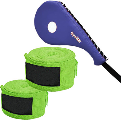 GymWar Combo Single Kick Pad Target TaeKwonDo Karate Kickboxing Training and Hand Wrap Kicking Shield(Green)