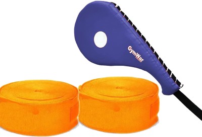 GymWar Combo Single Kick Pad Target TaeKwonDo Karate Kickboxing Training and Hand Wrap Kicking Shield(Orange)