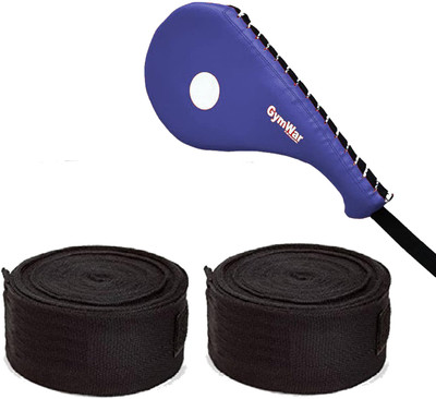 GymWar Combo Single Kick Pad Target TaeKwonDo Karate Kickboxing Training and Hand Wrap Kicking Shield(Black)