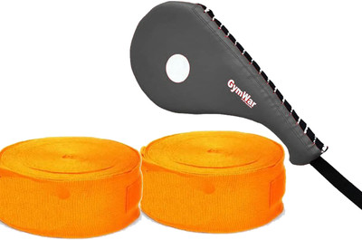 GymWar Combo KickPad Single Striking Pad for Kickboxing Training with Boxing Hand Wrap Kicking Shield(Orange)