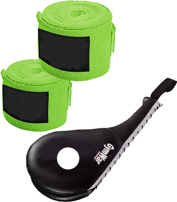 GymWar Combo of Double Face Kicking Pad and Boxing Hand Wrap Kicking Shield(Green)