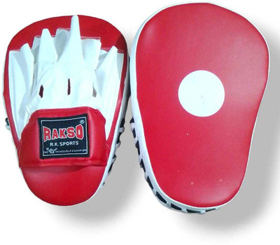 Rakso Boxing Pad Focus Curved Hide Leather Hook and Jab Focus Pad(Red, White)
