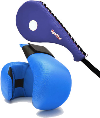 GymWar Combo of Karate Kickboxing Training Pad and Martial Art Gloves Kicking Shield(Blue)