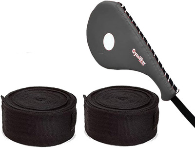 GymWar Combo KickPad Single Striking Pad for Kickboxing Training with Boxing Hand Wrap Kicking Shield(Black)
