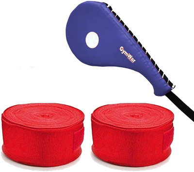 GymWar Combo Single Kick Pad Target TaeKwonDo Karate Kickboxing Training and Hand Wrap Kicking Shield(Red)