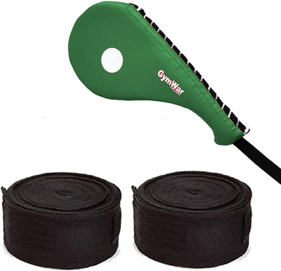 GymWar Combo Martial Arts Strike Targets Boxing Karate Pad and Hand Wrap Kicking Shield(Black)