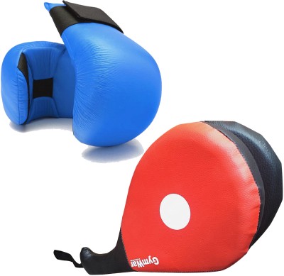 GymWar Combo of Double Face Kicking Pad and Martial Art Gloves Kicking Shield(Blue)