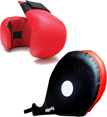 GymWar Combo of Durable Double Face Kicking Pad and Martial Art Gloves Kicking Shield(Red)