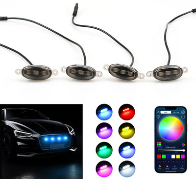 GH GENERIC HUB 4Pcs RGB LED Grille Light (App Control) Car Fancy Lights(Multicolor)