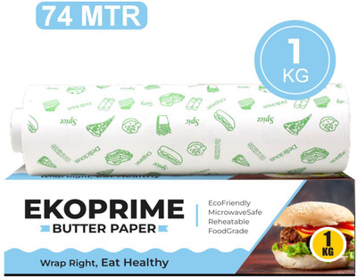 EKVEE Ekoprime Butter Paper Roll with Box 1KG Roll, 45 GSM Food-Grade & FDA Approved Parchment Paper(74 m)