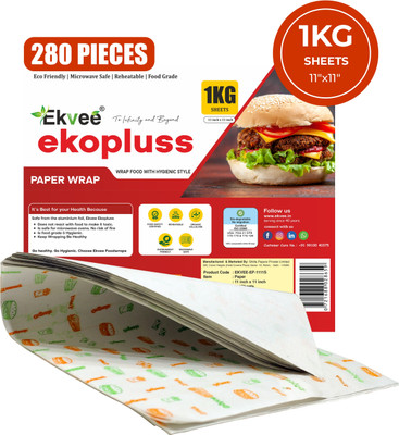 EKVEE Ekopluss 1KG Butter Paper (280 Sheets, 11x11 Inch) FDA Approved Food Wrap Parchment Paper(11 m)