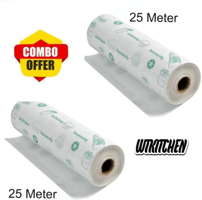 WTKITCHEN Butter Paper for Roti, Cake, Burger | Food Wrapping | Baking Sheet Parchment Paper(Pack of 2, 25 m)