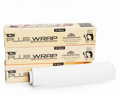 TDS PLUS WRAP 30 Meter Food Wrapping Plain Off White Butter Paper Pack 3 Parchment Paper(Pack of 3, 30 m)