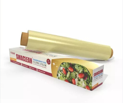 PEARSILK Pack Of 1 Transparent Eco-Friendly Food Grade Food Wrapping Cling Film Roll Shrinkwrap(100 m)
