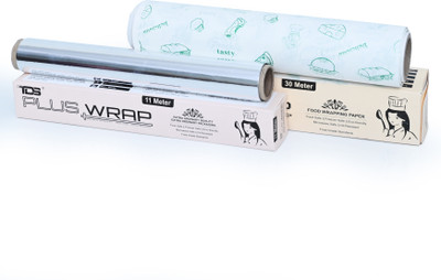 TDS PLUS WRAP 30 Meter Green Print Butter Paper & 11 Meter Aluminium Foil Paper (Pack 2) Paper Foil(Pack of 2, 41 m)