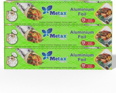 metax ALUMINIUM FOIL PAPER (25+25+25 METRES), 10.5 MICRON SILVER FOIL ROLL. PACK OF 3 Aluminium Foil(Pack of 3, 75 m)