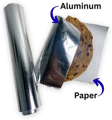 SRManufacturing 2in1 Paper Foil Roll | Fresh Kitchen Food Essential | Keep Food Warm | Non Stick Aluminium Foil(80 m)