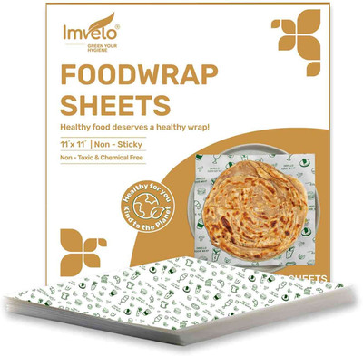 IMVELO Food Wrapping Paper Sheets – 100 Pre-Cut Butter Paper Sheets for Roti & Sandwich Paper Foil(Pack of 100, 28 m)