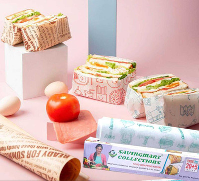 SAVINGMART COLLECTIONS FOOD WRAP PAPER 25 MTR | PAPER FOIL | BUTTER PAPER | SANDWICH WRAP| ROTI WRAP Parchment Paper(25 m)