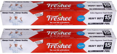 Freshee MultiPurpose High Quality Standard to keep your food fresher safer for longer. Aluminium Foil(Pack of 2, 15 m)