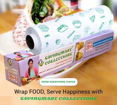 SAVINGMART COLLECTIONS FOOD WRAPPING PAPER 25 MTR | PAPER FOIL | BUTTER PAPER | BURGER WRAP| ROTI WRAP Parchment Paper(25 m)