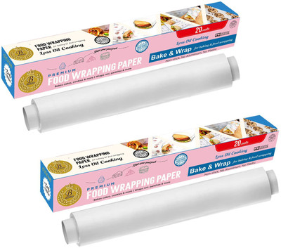 BEKKO Roll Food Wrapping Paper Non-Stick Ideal for Baking & Wraps Safe Material Shrinkwrap(Pack of 2, 20 m)