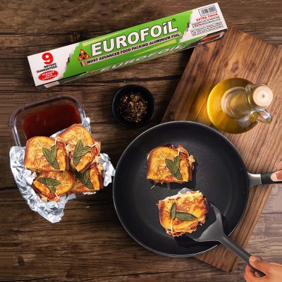 EUROFOIL 9 Mtr Silver Aluminium Foil Roll for Food Packing and Serving Purpose Aluminium Foil(9 m)