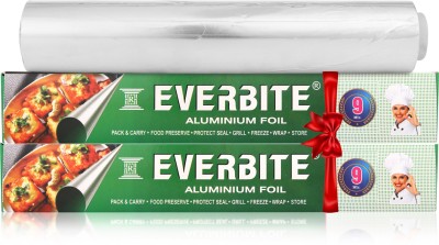 Everbite Aluminium Foil Paper Roll 18 Meter - Silver Foil Paper (9+9), 11 Micron Premium Aluminium Foil(Pack of 2, 9 m)