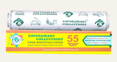 SAVINGMART COLLECTIONS FOOD WRAPPING PAPER 55 MTR | BUTTER PAPER | PIZZA & BURGER WRAP| ROTI PAPER Parchment Paper(55 m)