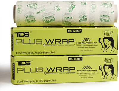 TDS PLUS WRAP 100 Meter Food Wrapping Printed Butter Paper(Green) - Pack 2 Parchment Paper(Pack of 2, 200 m)