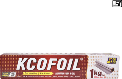 Kcofoil Food Grade 18 Micron Aluminium Foil Roll 1 Kg Net (64 m)With Free Crystal Knife Paper Foil(64 m)