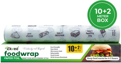 EKVEE FOOD WRAPPING PAPER 12 MTR | PAPER FOIL | BUTTER PAPER | BURGER WRAP| ROTI WRAP Parchment Paper(12 m)