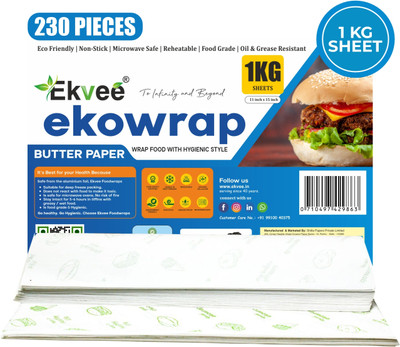 EKVEE Ekowrap 1kg sheet 11X15 Butter Paper Sheets Grade Parchment for Roti Wrap Parchment Paper(15 m)