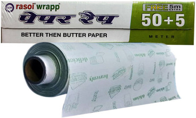 RASOI WRAPP FOOD WRAPPING PAPER ROLL/ROTI WRAP/PAPER FOIL/PAPER WRAP/BUTTER PAPER/FOOD WRAP Parchment Paper(55 m)