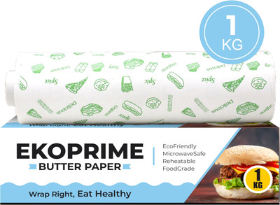 EKVEE Ekoprime Butter Paper Roll with Box 1KG Roll, 45 GSM Food-Grade & FDA Approved Parchment Paper(28 m)