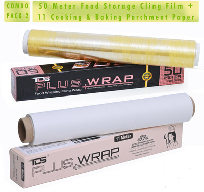 TDS PLUS WRAP 11 Meter Baking Parchment Paper & 50 Meter Food Stroage Film Parchment Paper(Pack of 2, 11 m)
